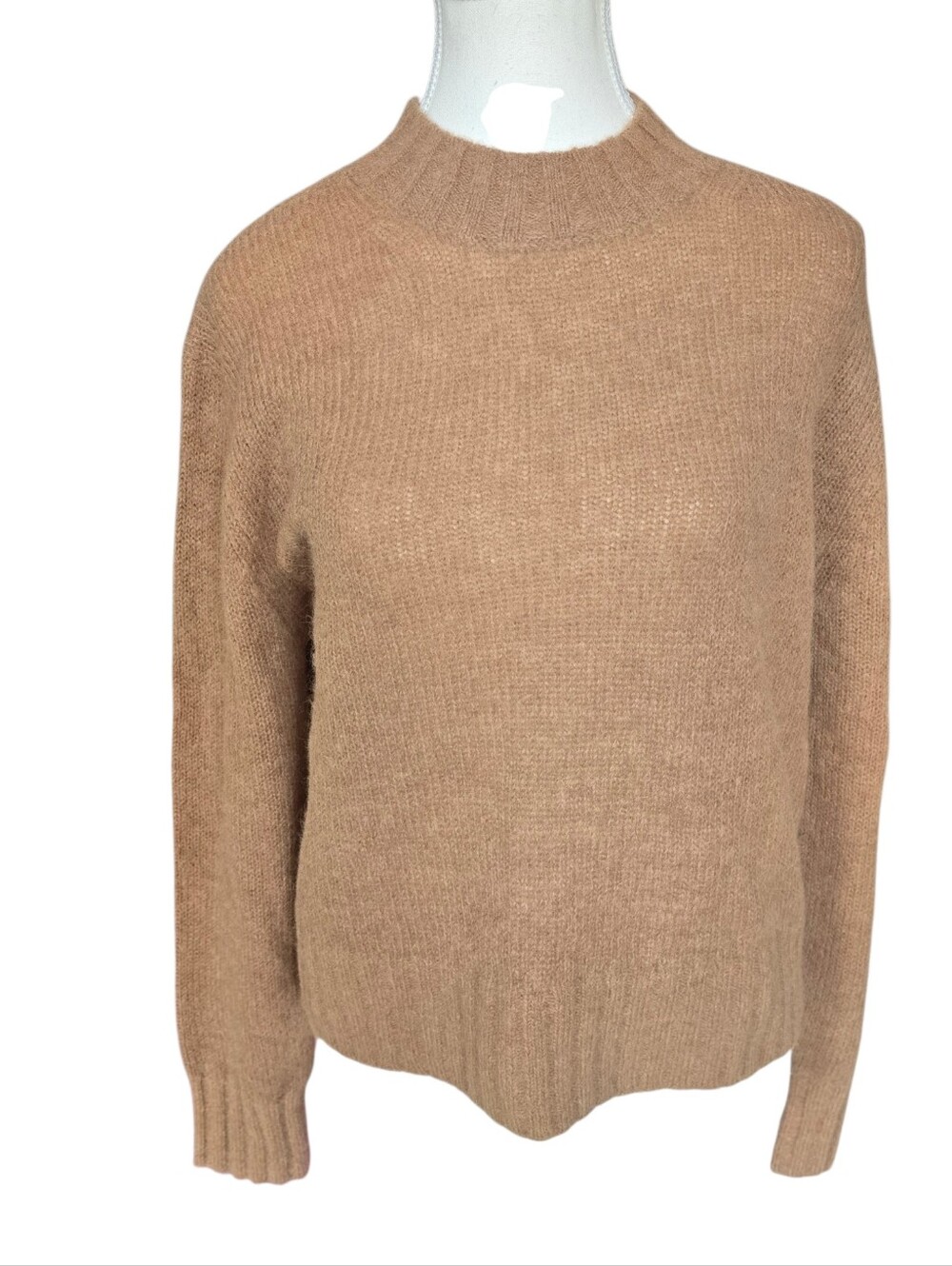 Everlane Alpaca Wool Blend Mock Neck Neutral Preppy Academia Sweater Size Small